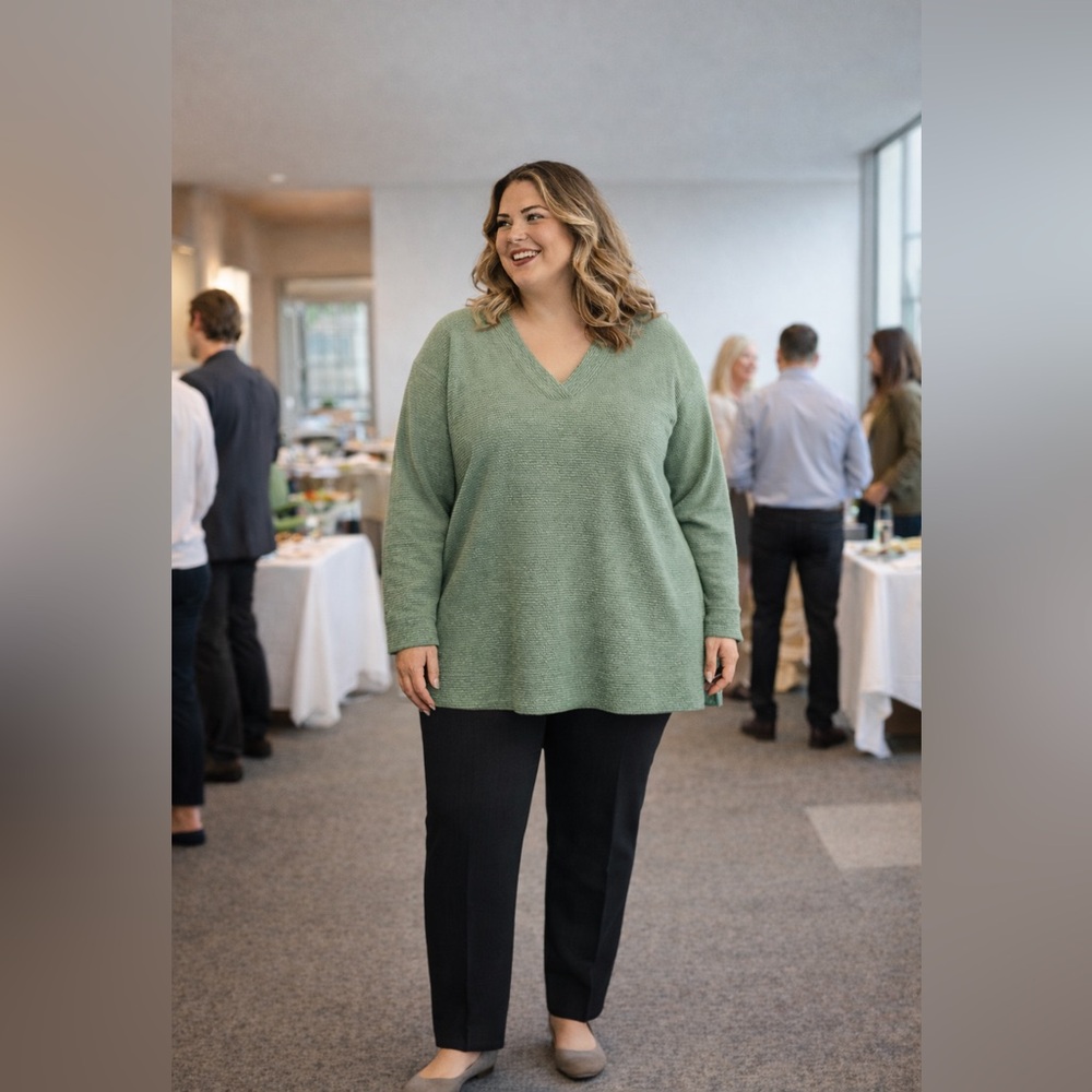 Plus Size Sage Textured Tunic Sweatshirt 3X St. John’s Bay